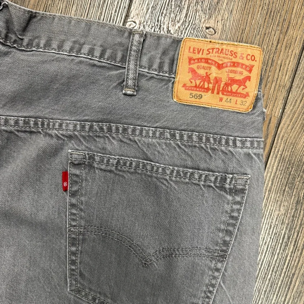 Levis 569 Loose Straight Jeans Mens 42x29.5 Grey Denim Cotton Relaxed
